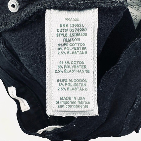 Frame Le Skinny De Jeanne Raw Stagger Mid Rise Cropped Skinny Jeans Film Noir - Picture 7 of 13